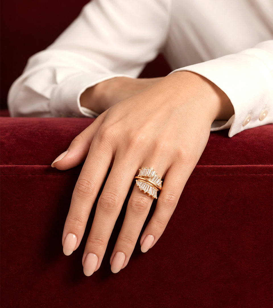 Golden Geometric Cuff Ring