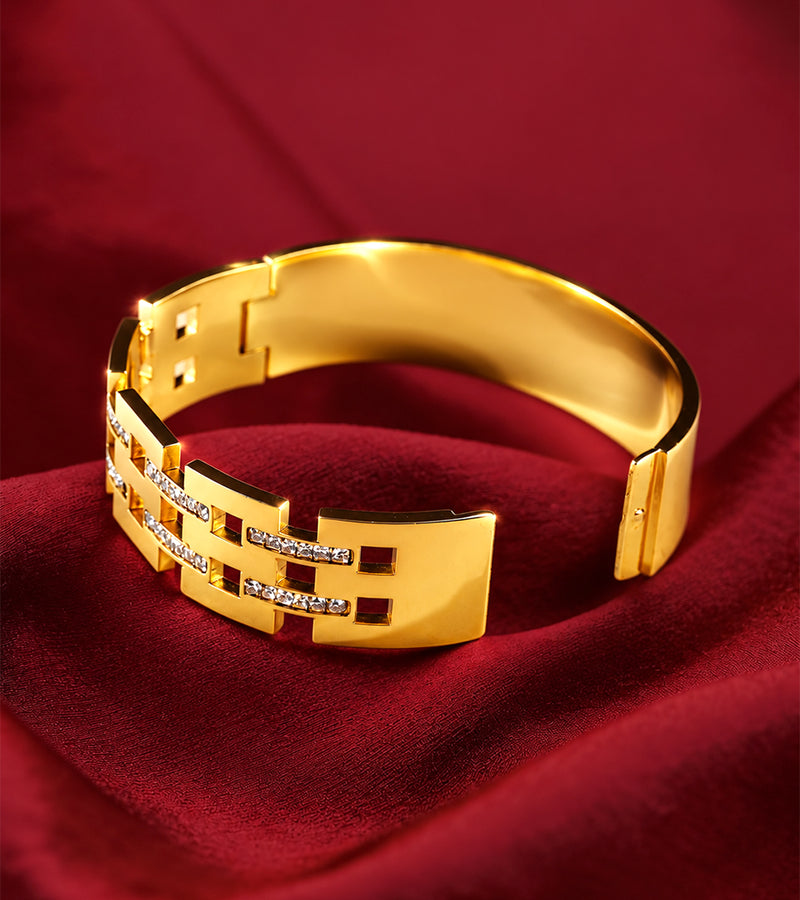Golden Wide Cuff Bangle