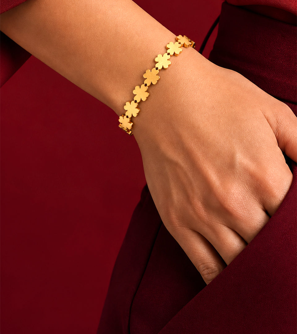 Golden Floral Link Bangle