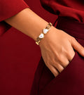 Golden Winged Heart Pearl Bracelet