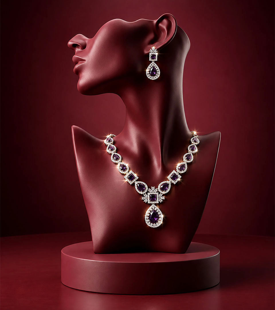 Crystal Clover Necklace Set