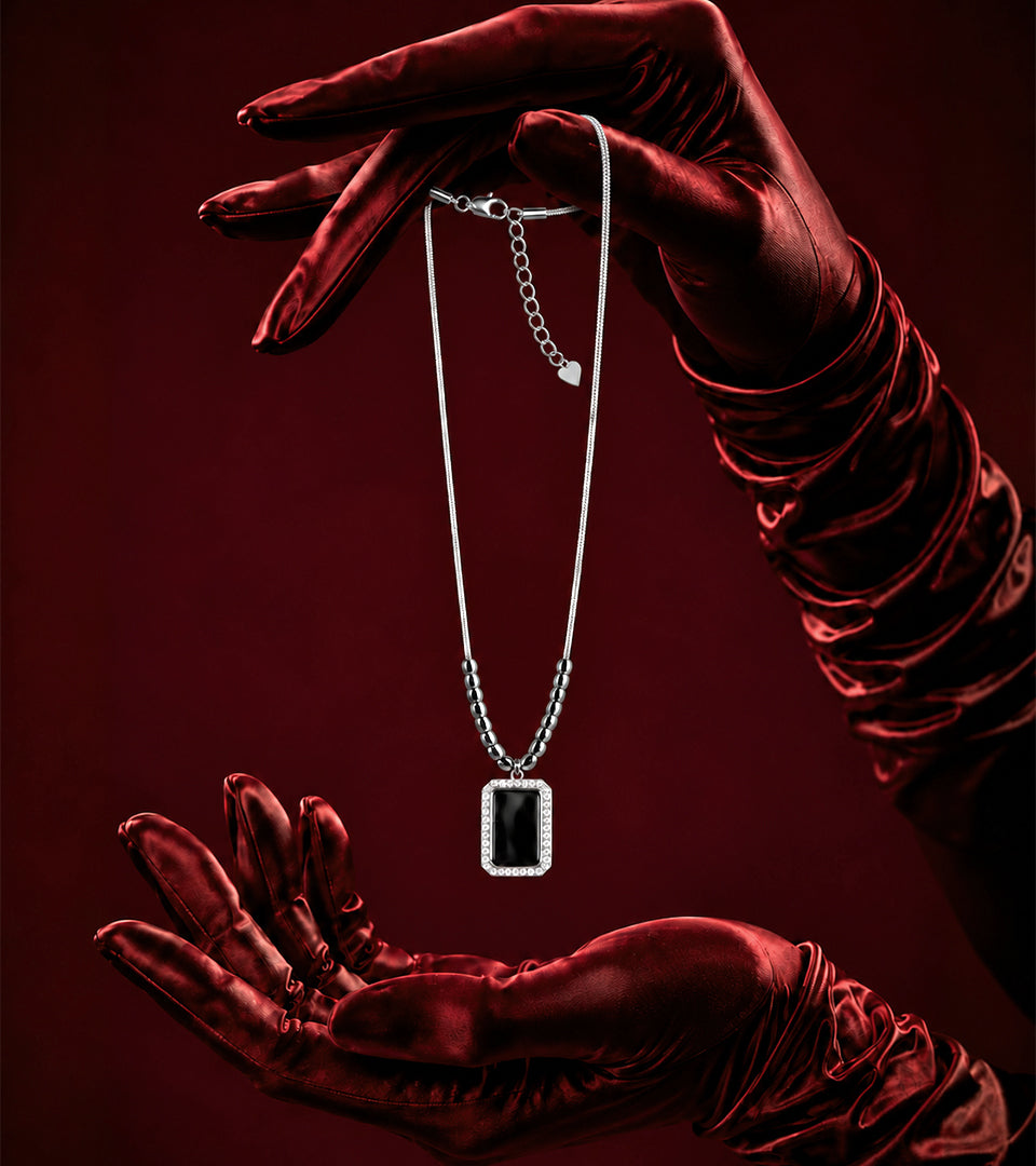 Silver Two-Tone Nested | Brass & 18K Gold Plated | Rectangle Pendant Necklace