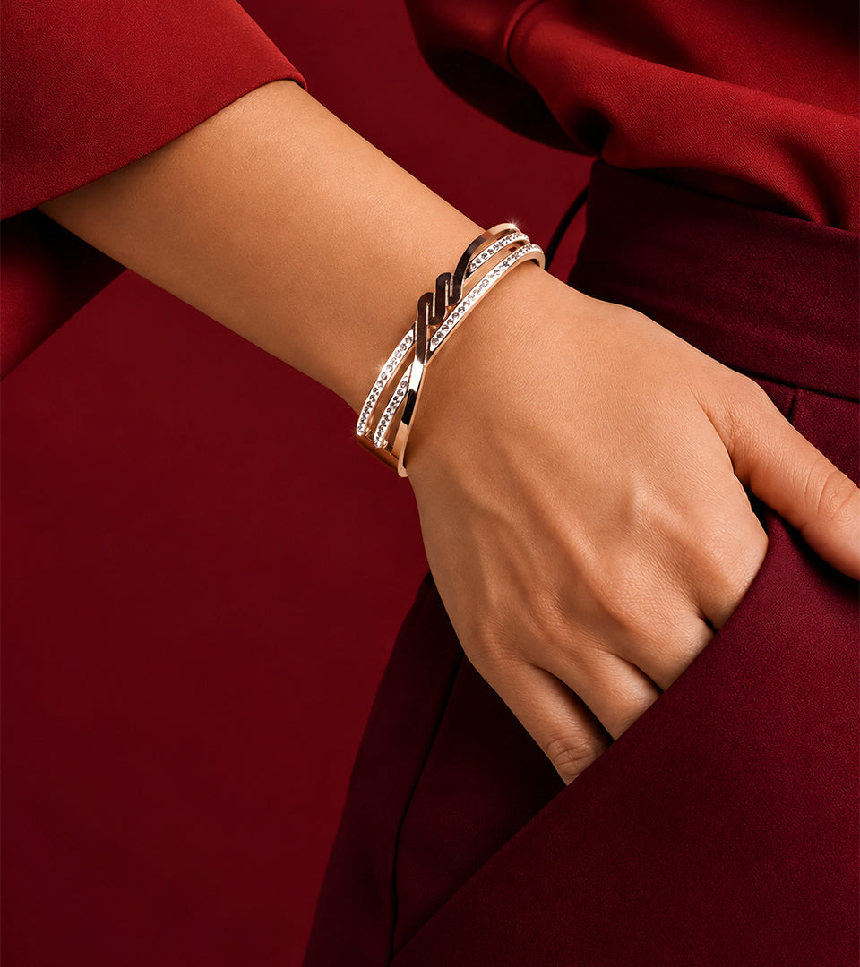 Silver-Tone Ribbon Statement Bracelet