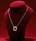 Two-Tone Geometric | Brass & Silver Plated | Rectangle Pendant Necklace
