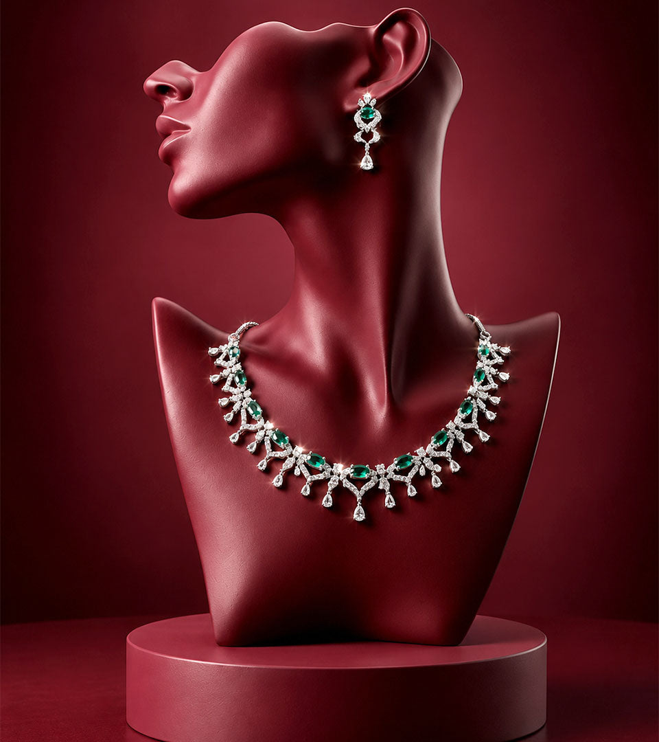 Green Fringe Necklace Set