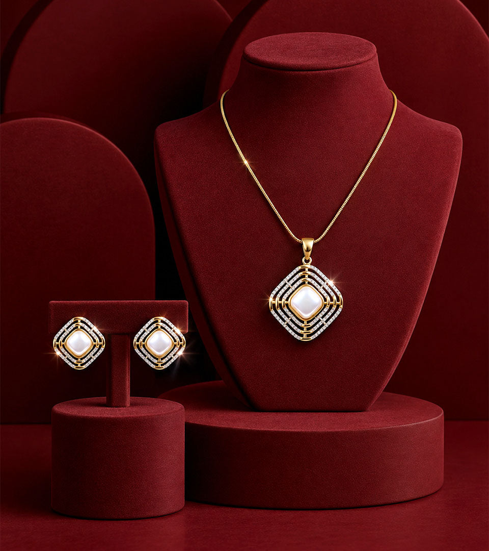 Clear Square Pendant Set