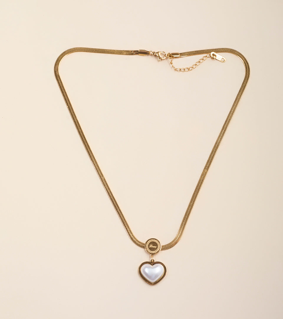 Golden Heart Pendant | Brass & 18K Gold Plated | Chain Necklace