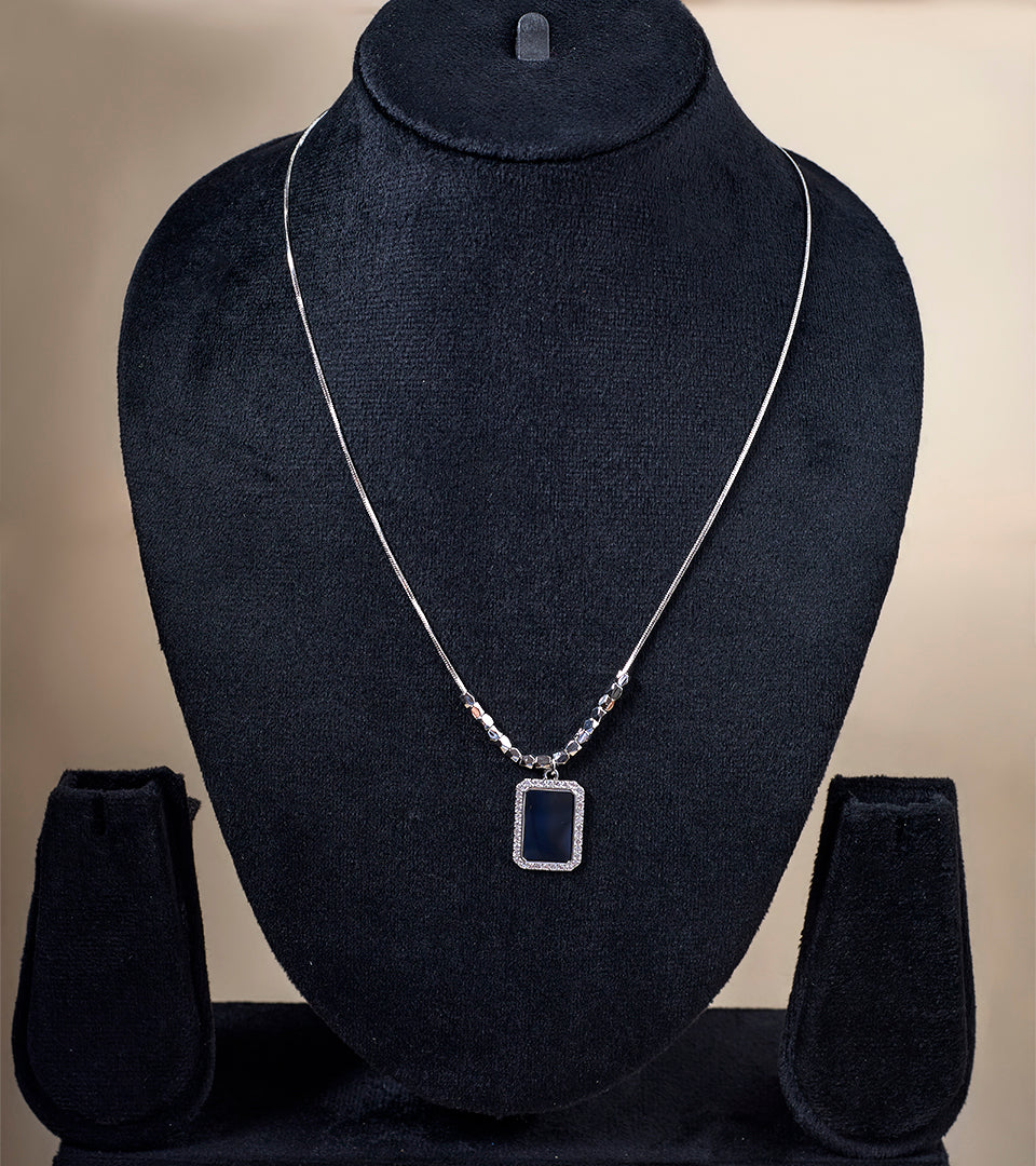 Silver Two-Tone Nested | Brass & 18K Gold Plated | Rectangle Pendant Necklace