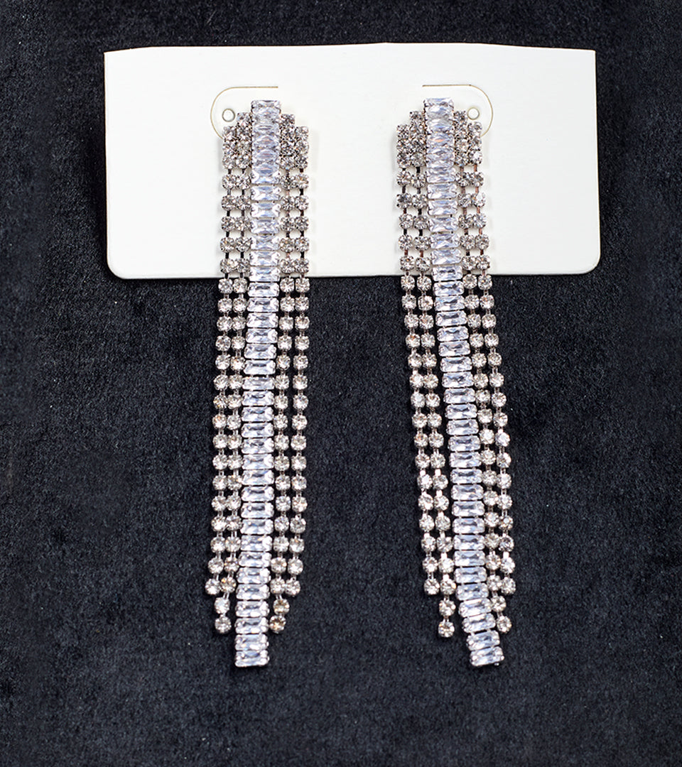 Crystal Cascade Long | Brass & 18K Gold Plated | Earrings