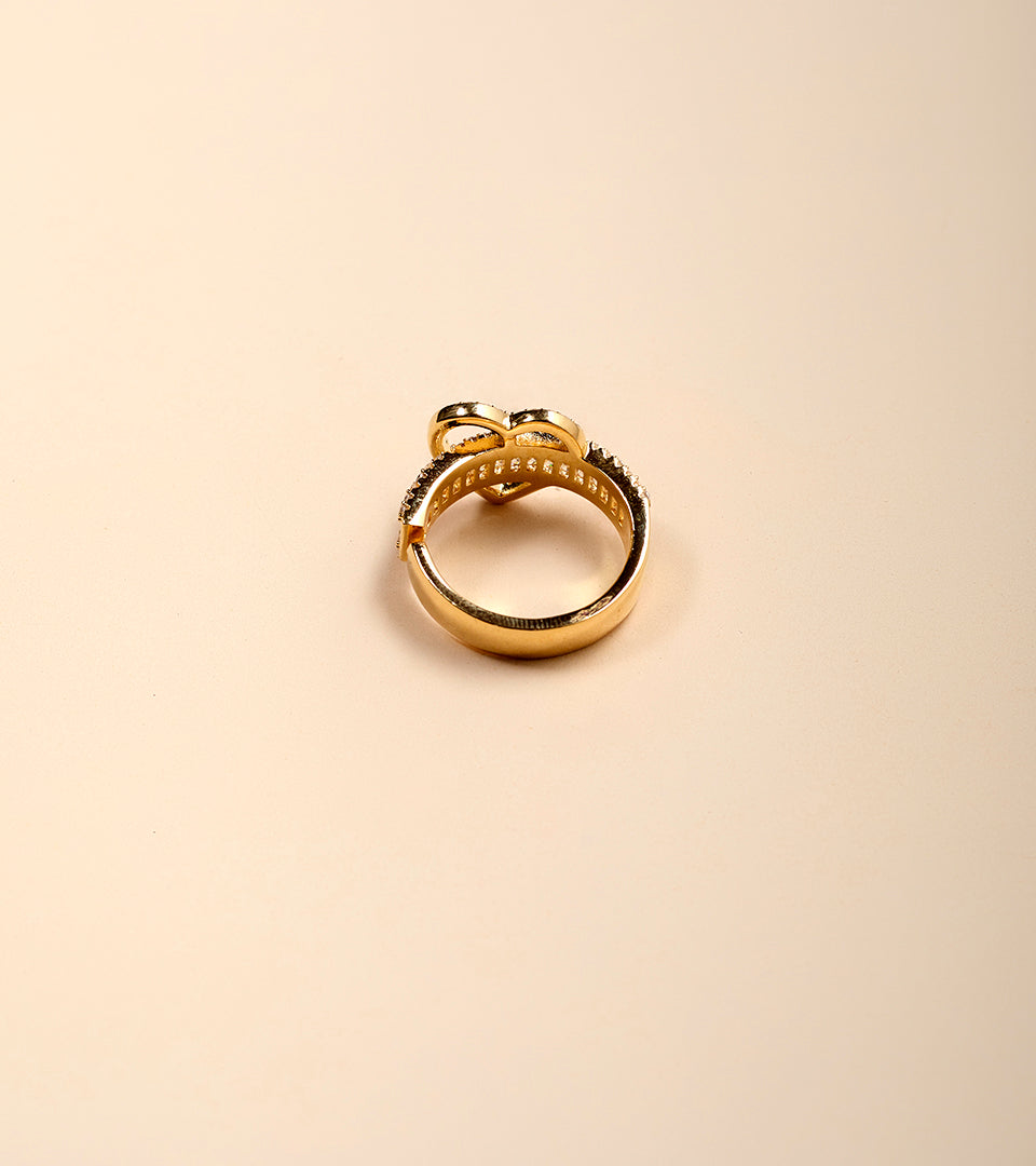 Gold Baguette Heart | Brass & 18K Gold Plated | CZ Ring