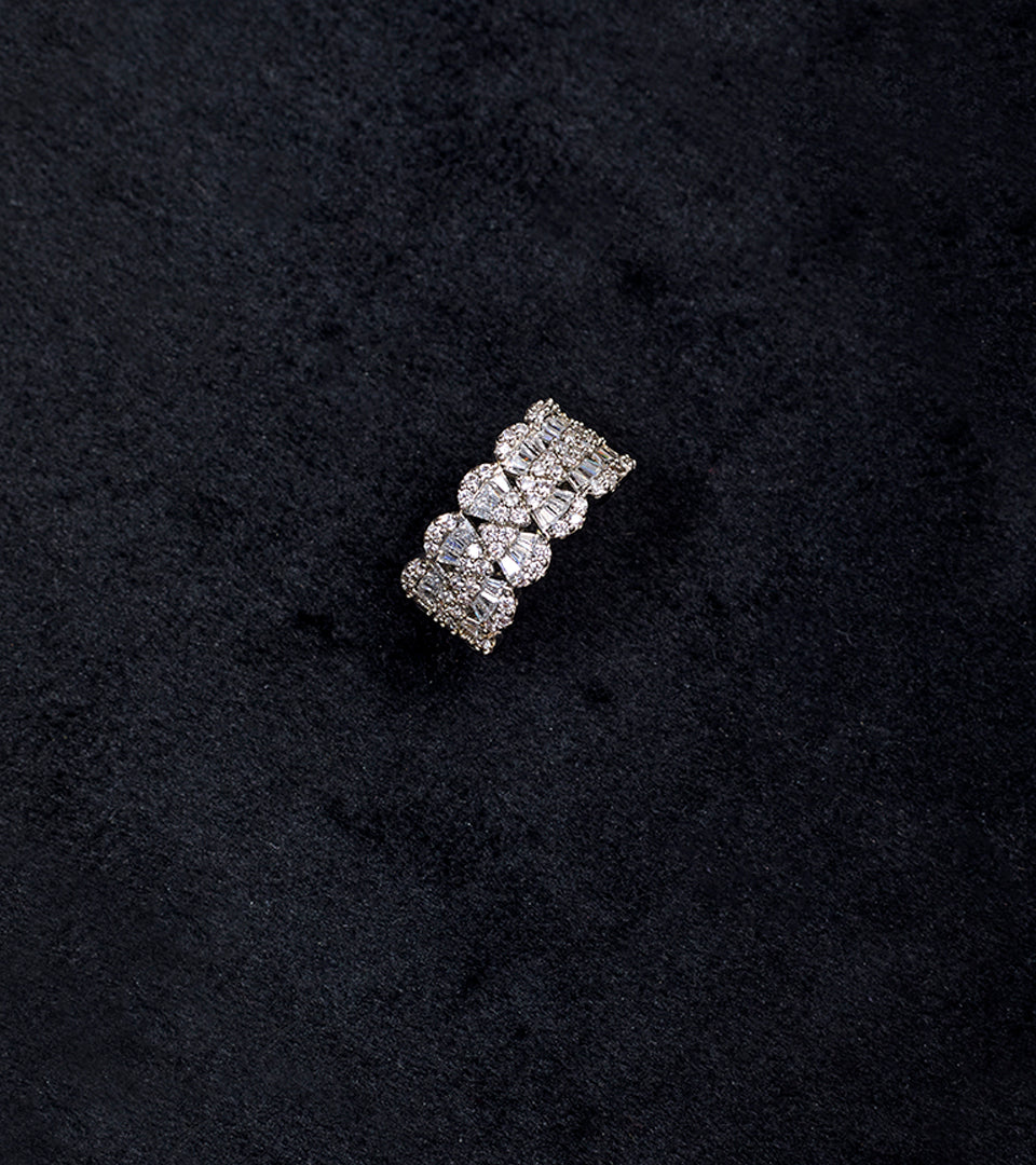 Silver Wide Scallop | Brass & Sterling Silver Plated | Baguette Band Ring