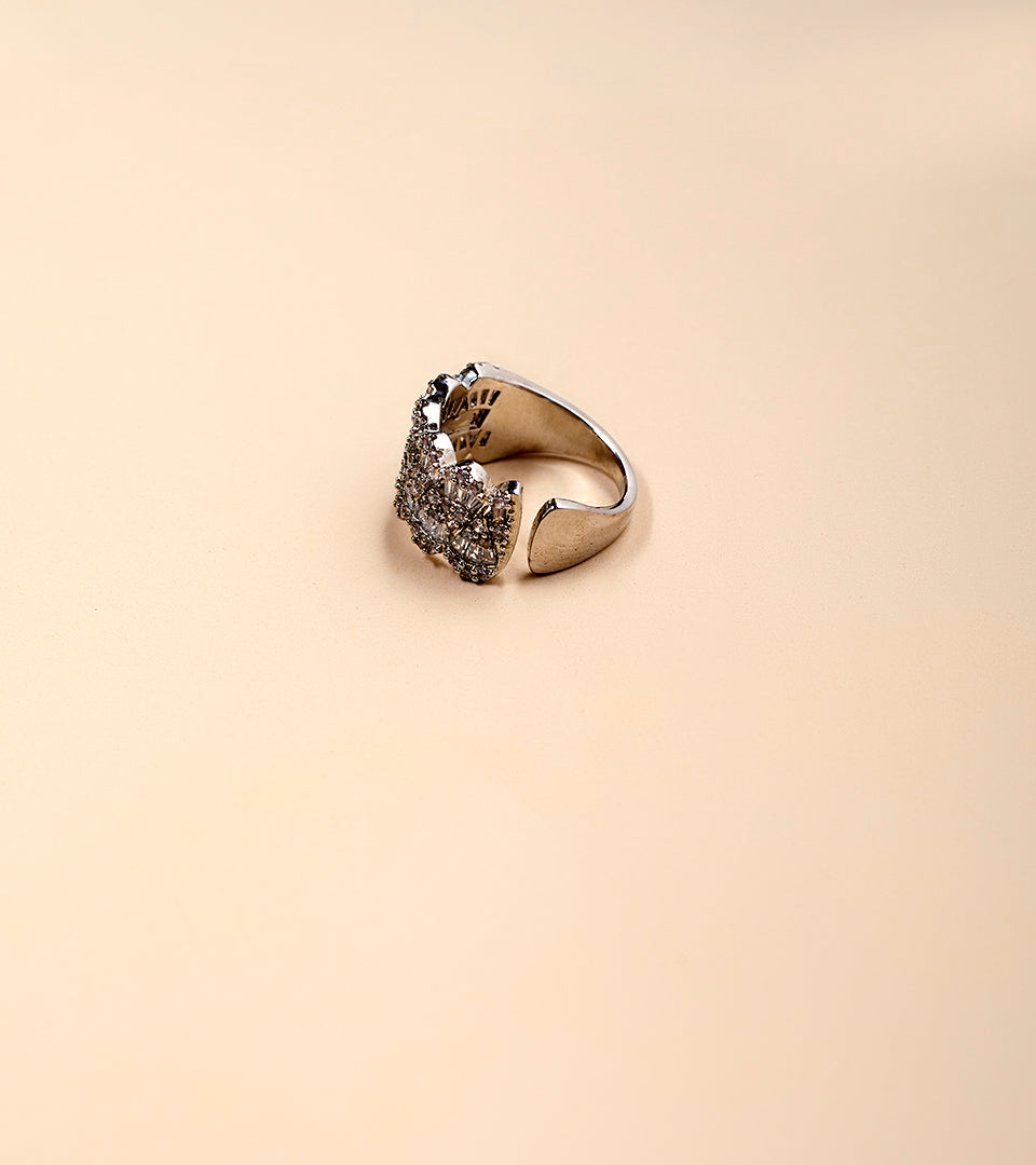 Silver Wide Scallop | Brass & Sterling Silver Plated | Baguette Band Ring
