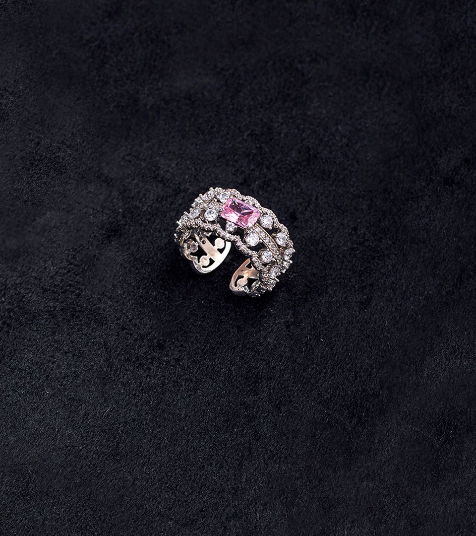 Premium Pink AD Stone | 18K Gold Plated | Statement Finger Ring