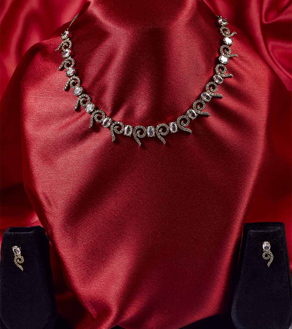Champagne Leaf Necklace Set