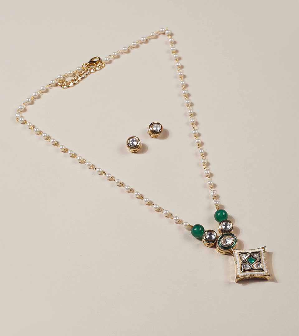 Green Square Pendant Set