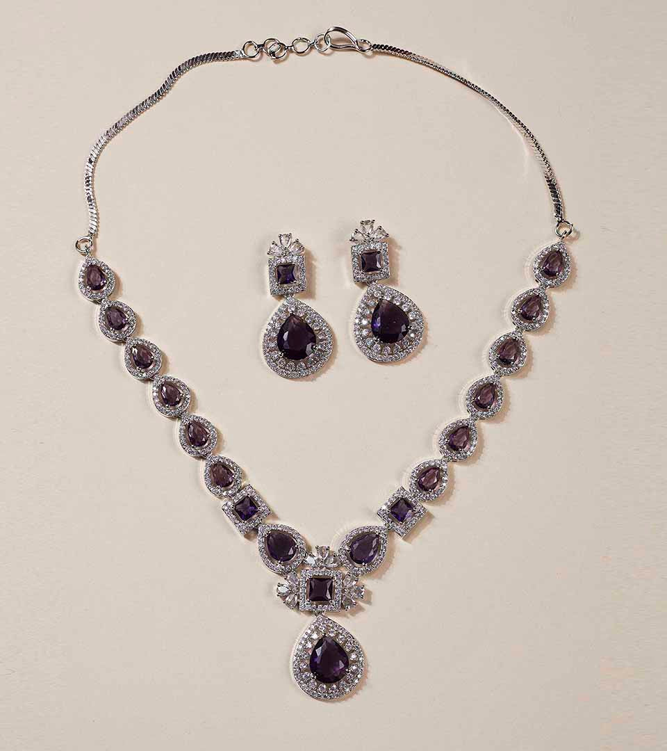 Crystal Clover Necklace Set