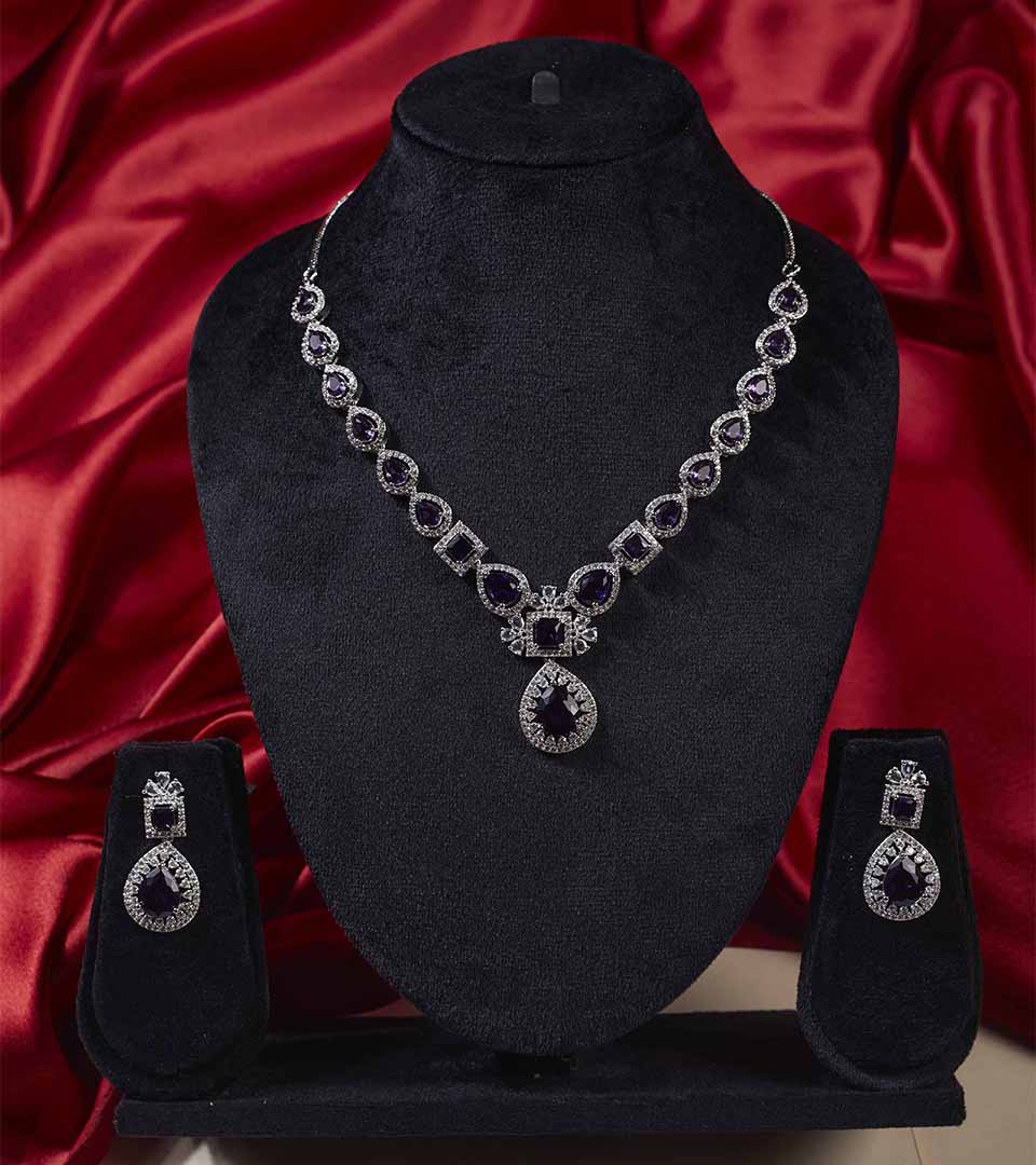 Crystal Clover Necklace Set
