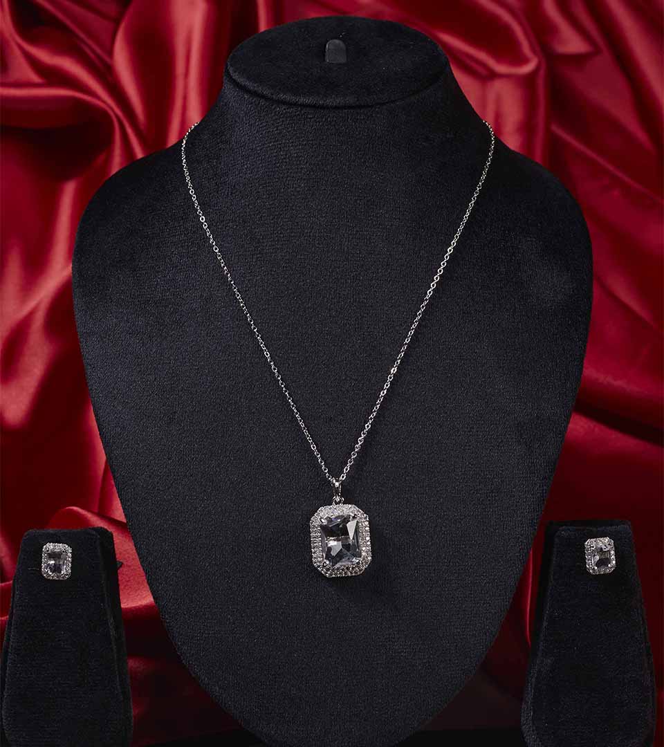 Crystal Square Pendant Set