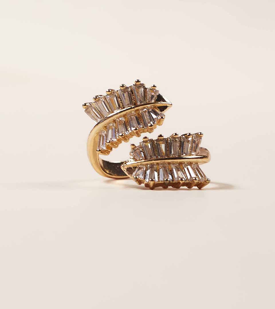 Golden Geometric Cuff Ring