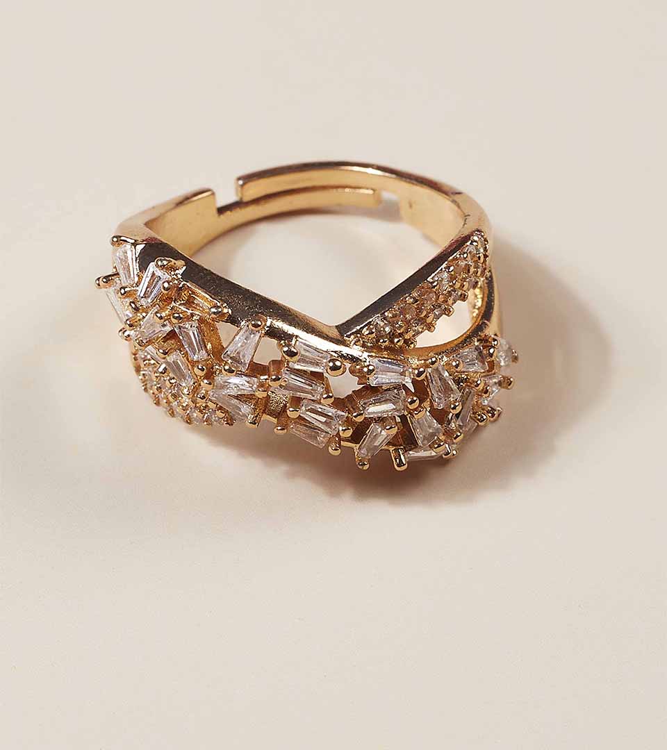 Golden Sculptural Swirl Ring