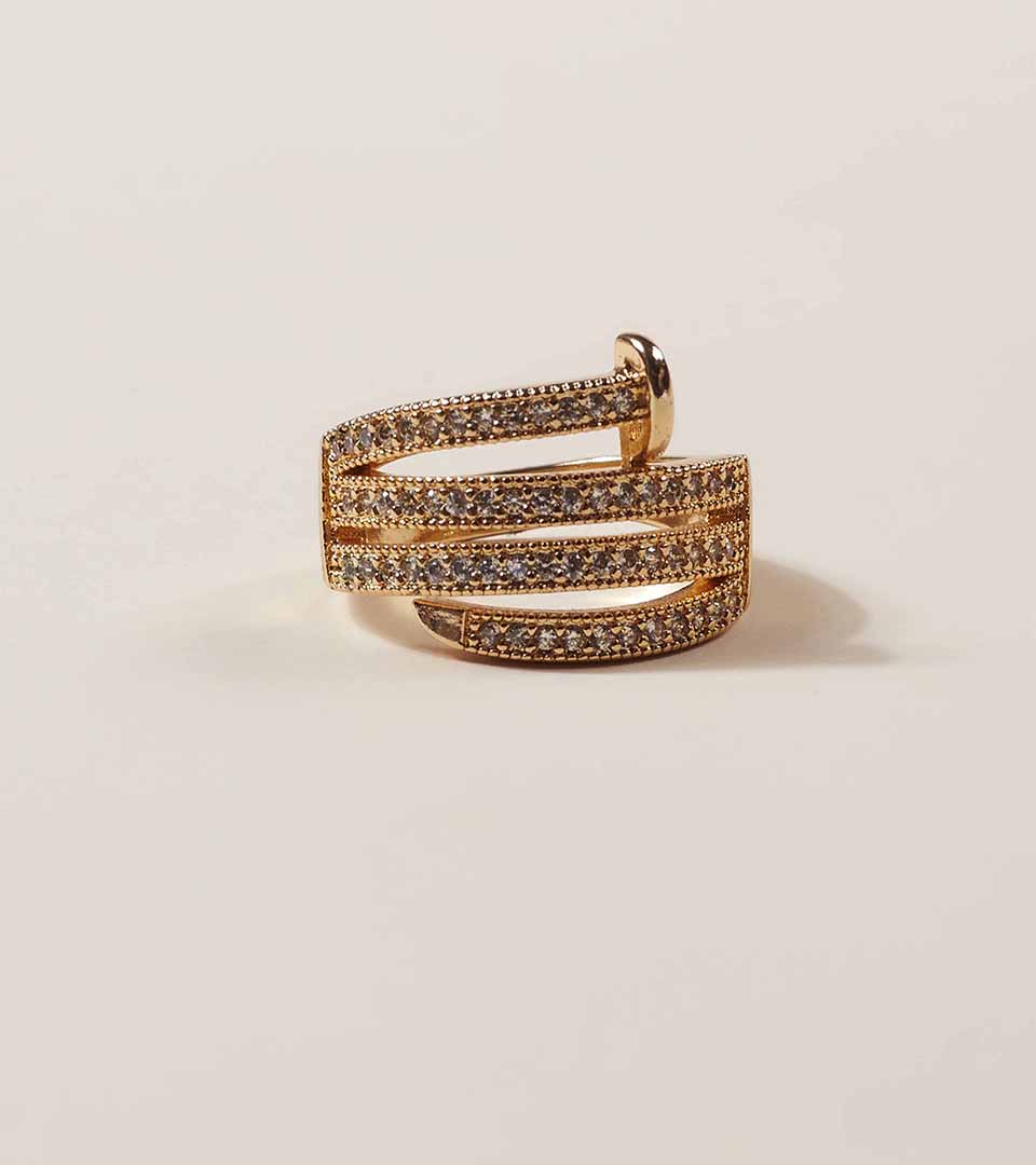 Golden Open Spiral Ring