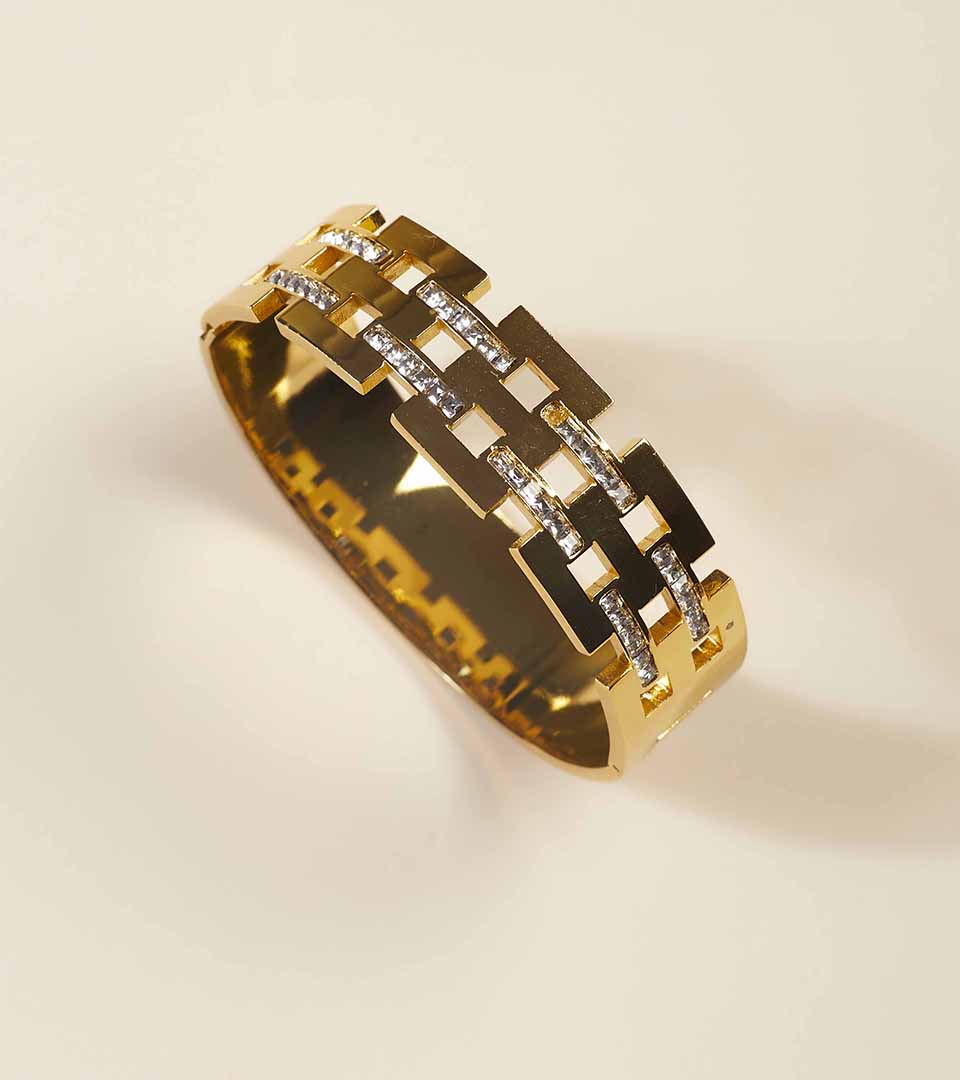 Golden Wide Cuff Bangle
