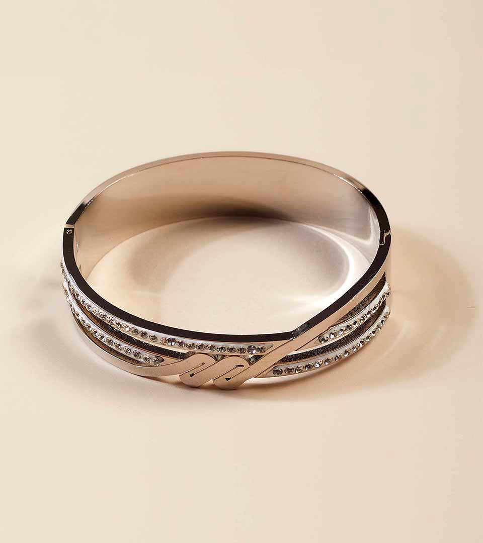 Silver-Tone Ribbon Statement Bracelet