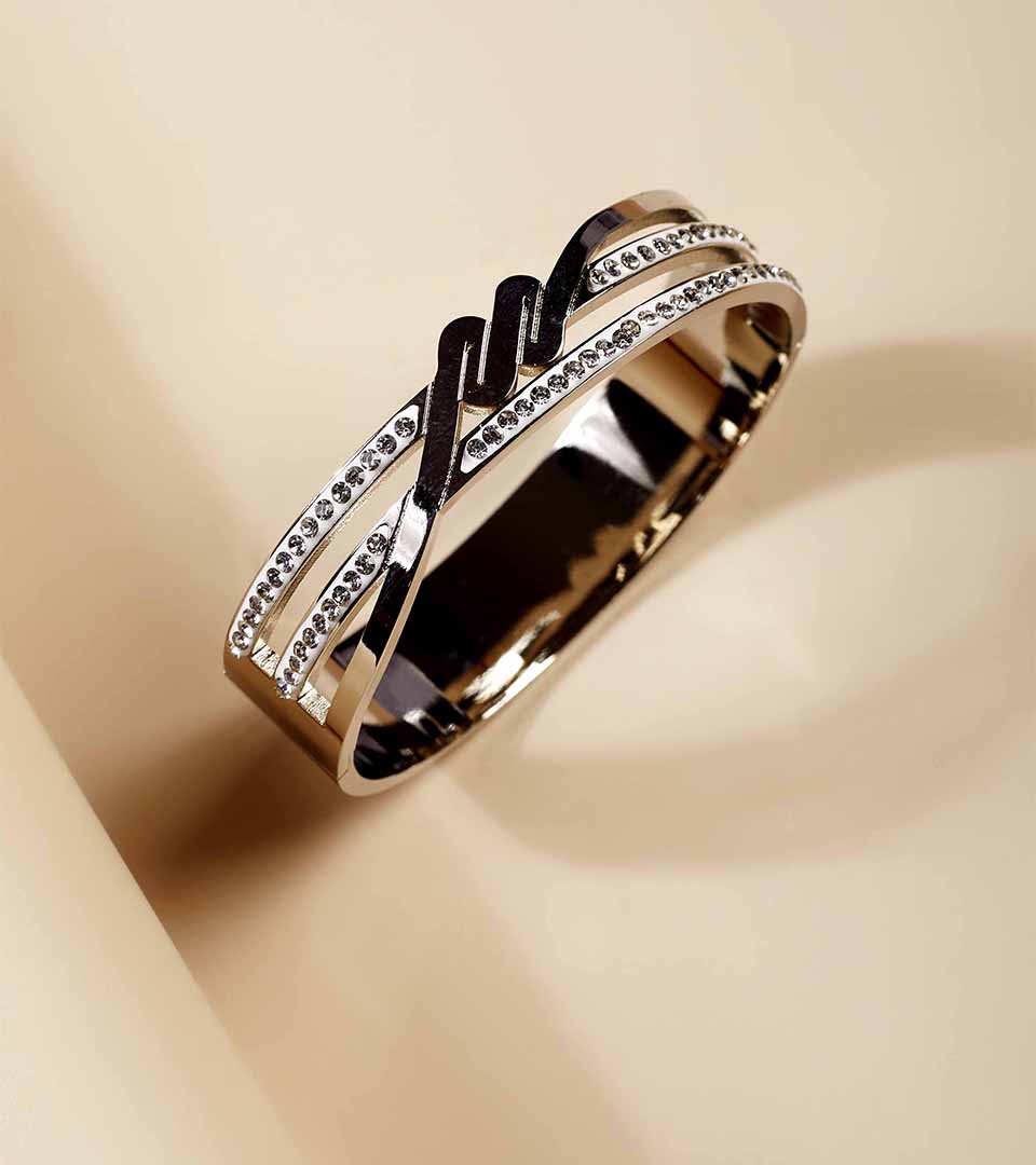 Silver-Tone Ribbon Statement Bracelet