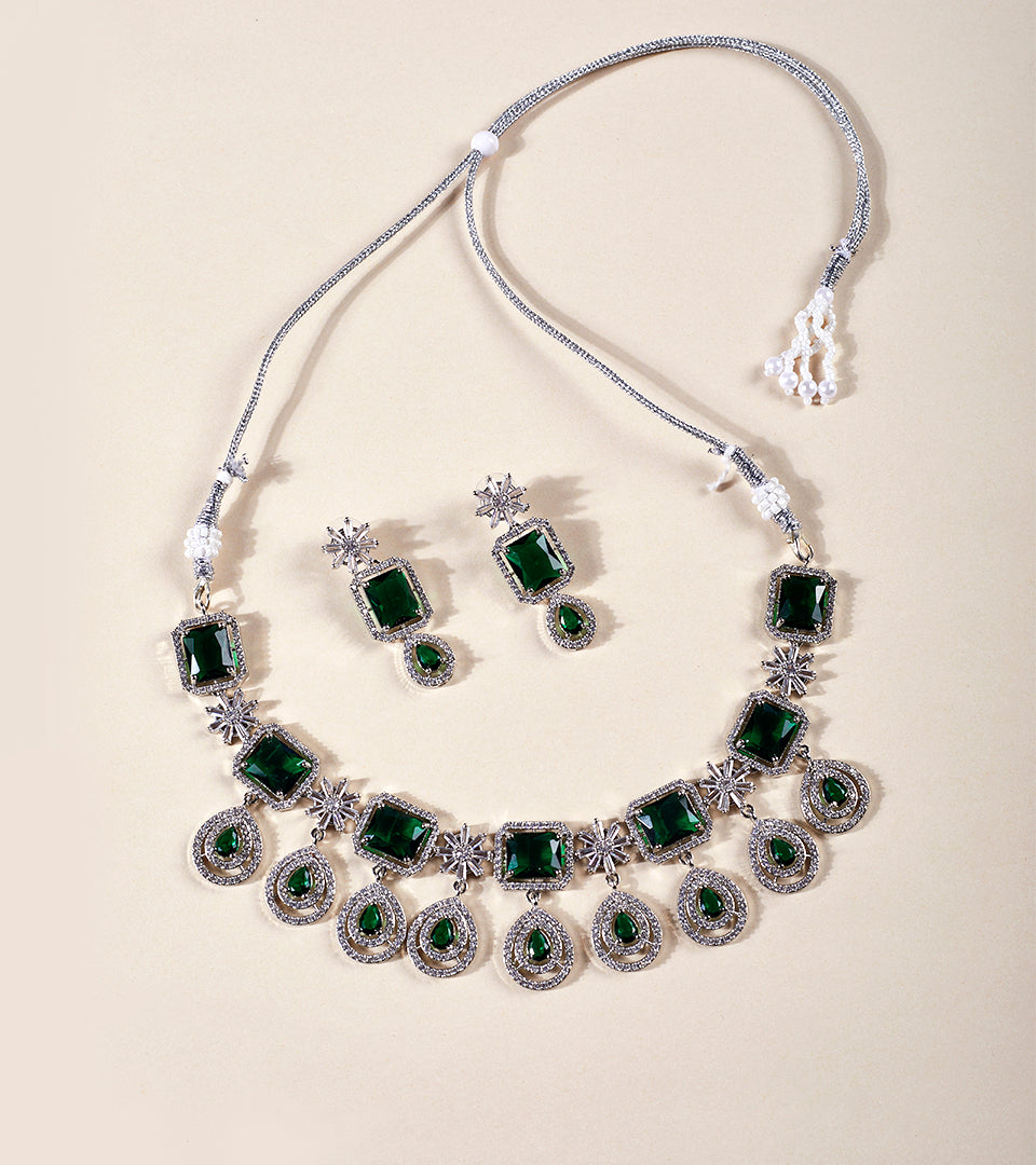 Amethyst Floral Statement Necklace Set - 5U6A8531