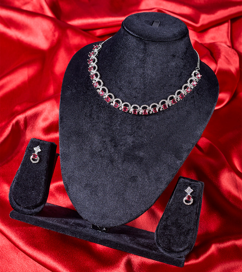 Pink Oval Necklace Set