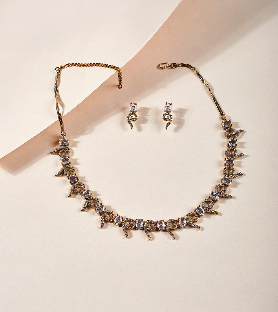 Champagne Leaf Necklace Set