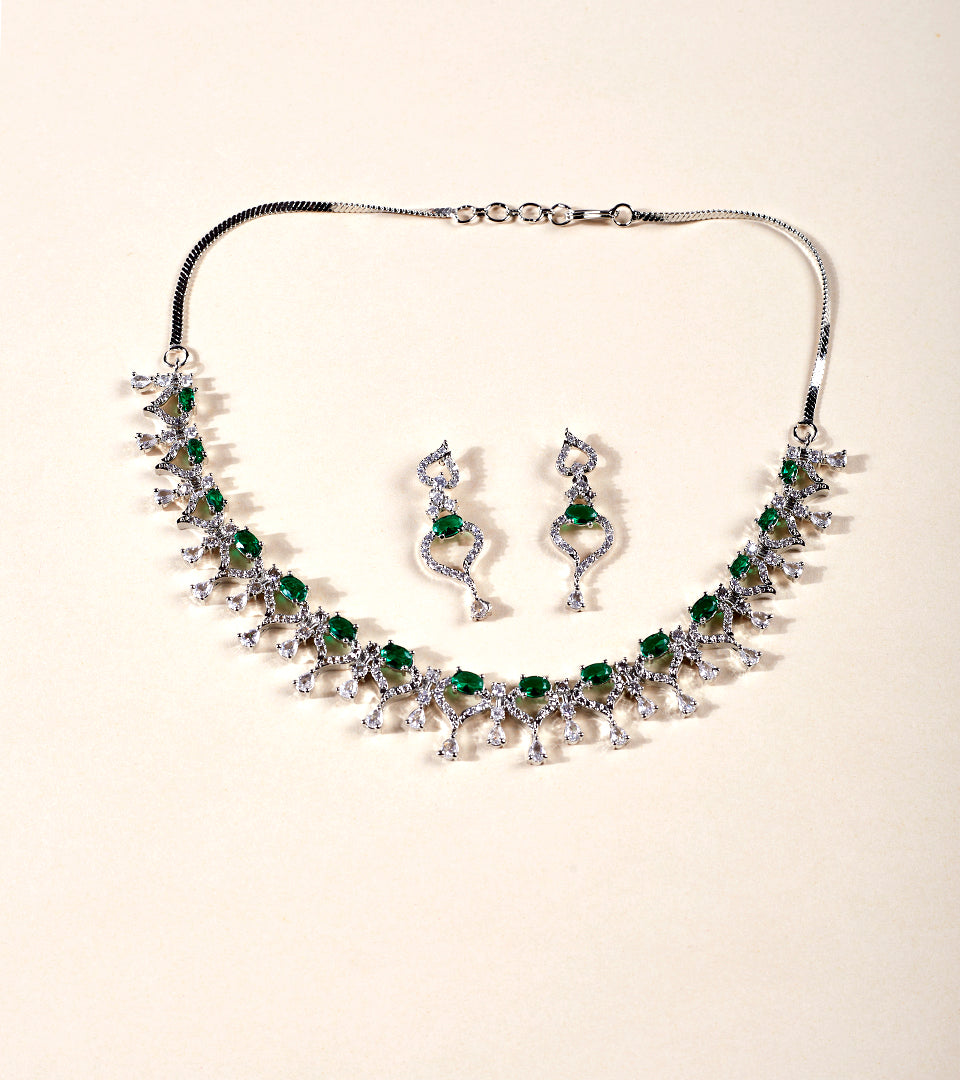 Green Fringe Necklace Set