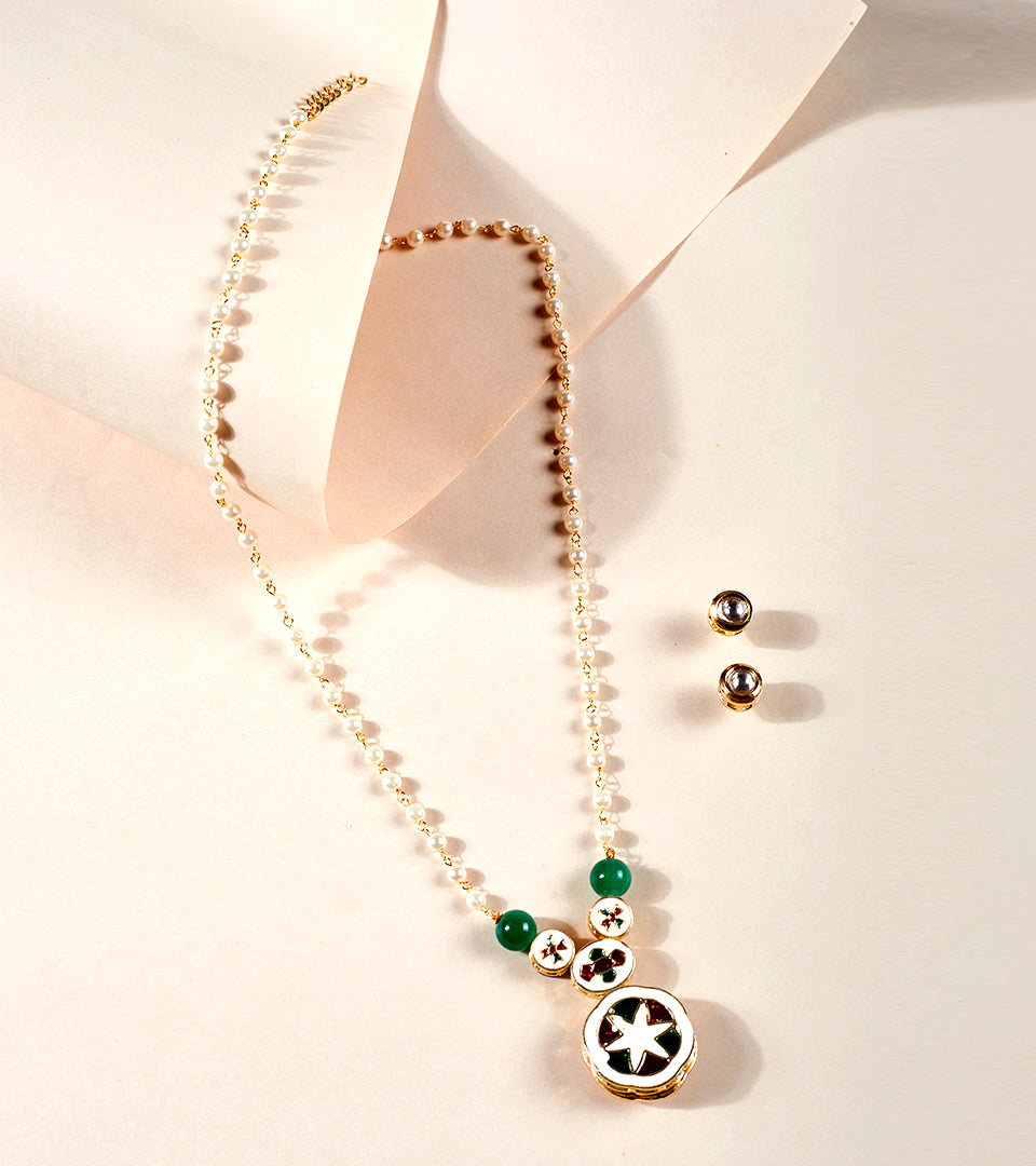 Green Coin Pendant Jewellery Set