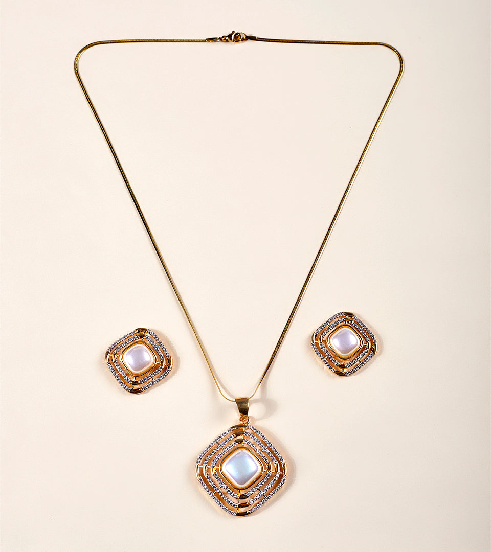 Clear Square Pendant Set