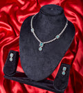 Aqua Blue CZ Necklace and Earrings Set flat lay