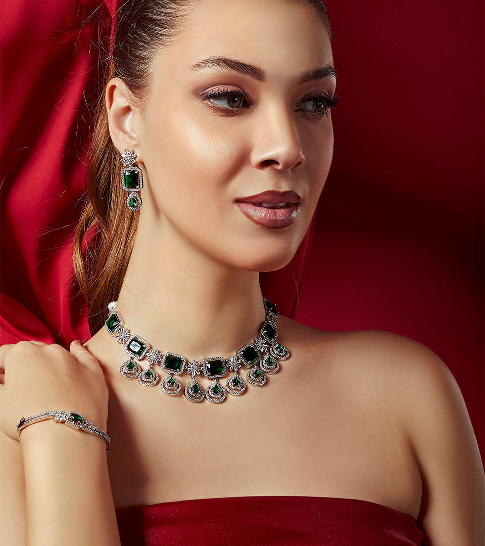 Amethyst Floral Statement Necklace Set