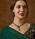 Emerald Green Oval Pendant Necklace Set