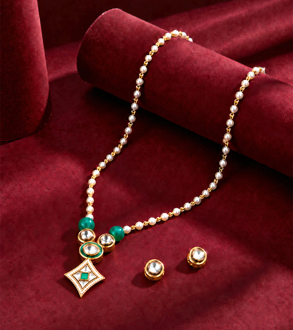 Green Square Pendant Set