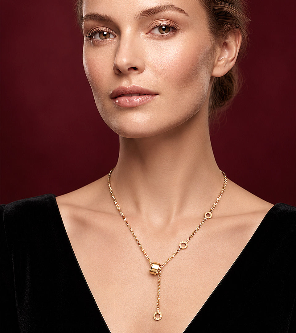 Elegant Gold-Plated | Brass & 18K Gold Plated | Circle Link Necklace