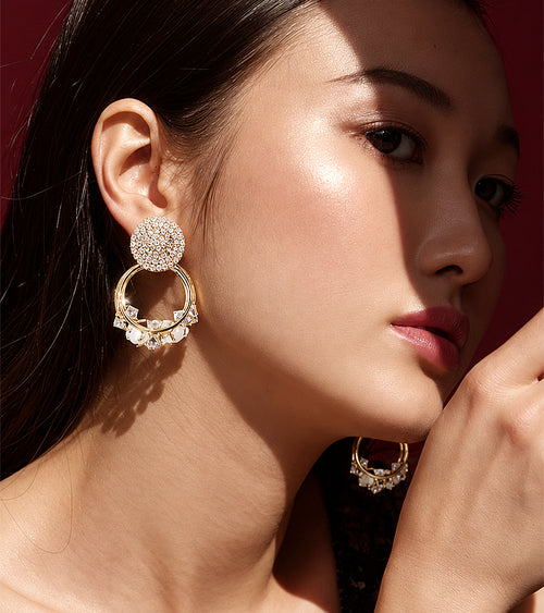 Gold-Plated Crystal | Brass & 18K Gold Plated | Hoop Earrings